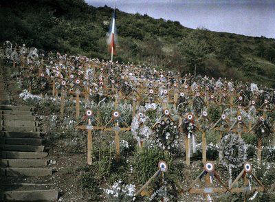 A military cemetery on a hillside in the town of Moosch, Alsace, France, 1917 by Paul Castelnau